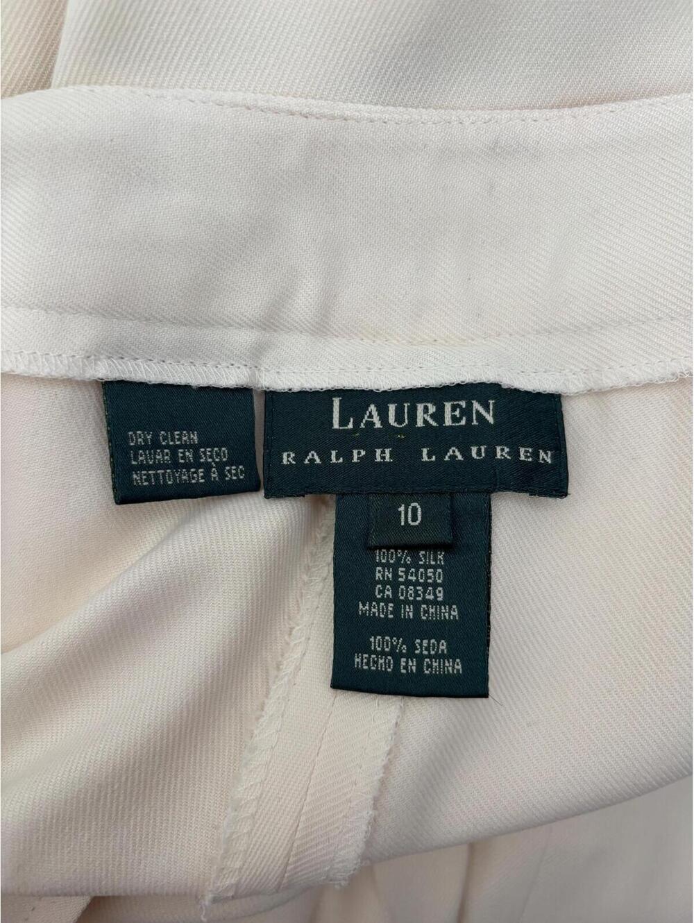 Vintage Lauren Ralph Lauren Ivory Silk Twill Trousers - Picture 4 of 4